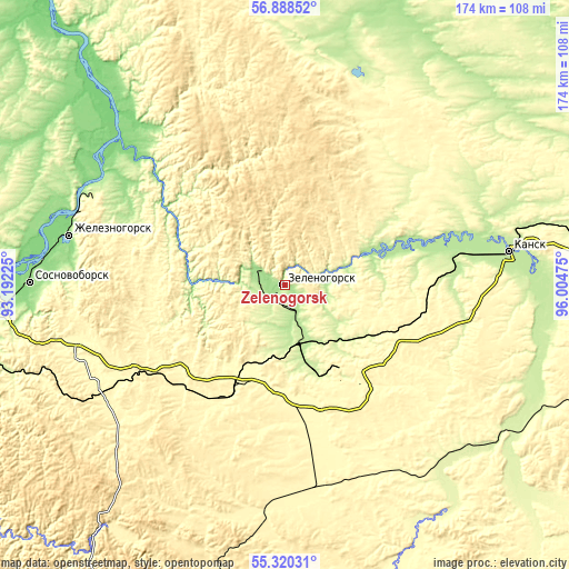 Topographic map of Zelenogorsk