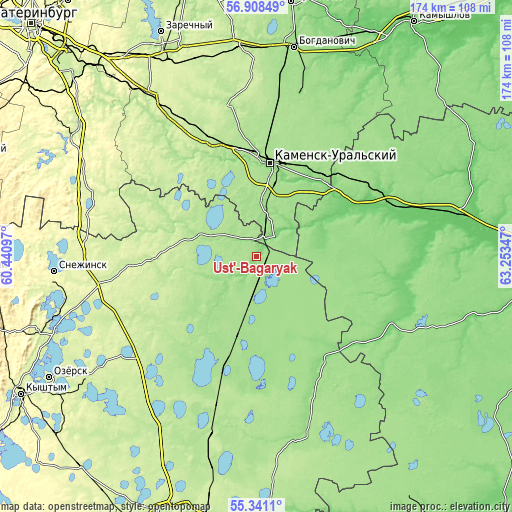 Topographic map of Ust’-Bagaryak