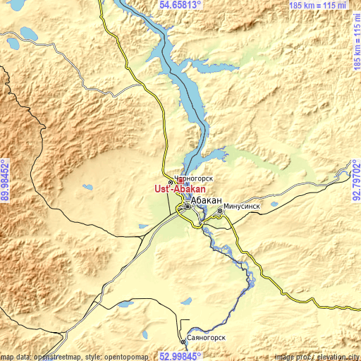 Topographic map of Ust’-Abakan