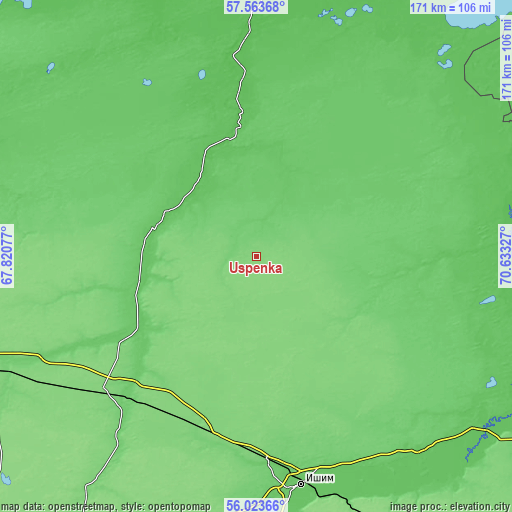 Topographic map of Uspenka