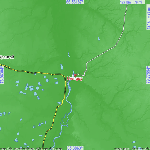 Topographic map of Urengoy