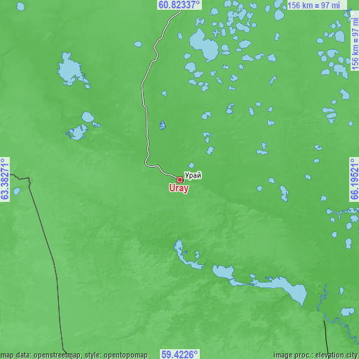 Topographic map of Uray