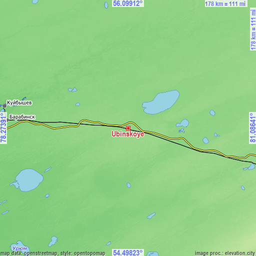 Topographic map of Ubinskoye