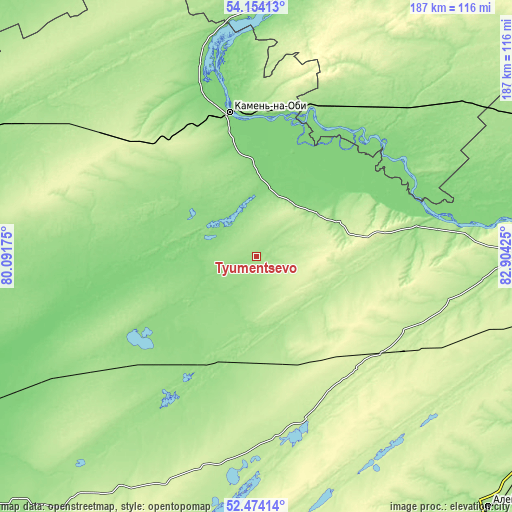 Topographic map of Tyumentsevo