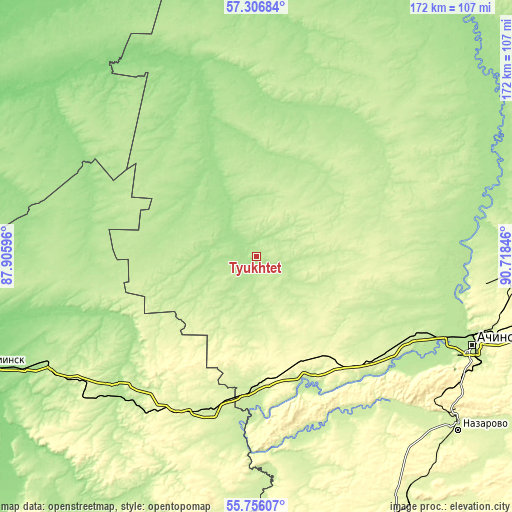 Topographic map of Tyukhtet