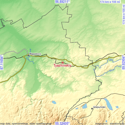 Topographic map of Tyazhinskiy