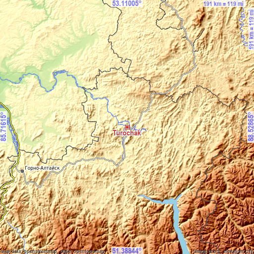 Topographic map of Turochak