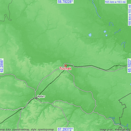 Topographic map of Turinsk