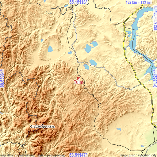 Topographic map of Tuim