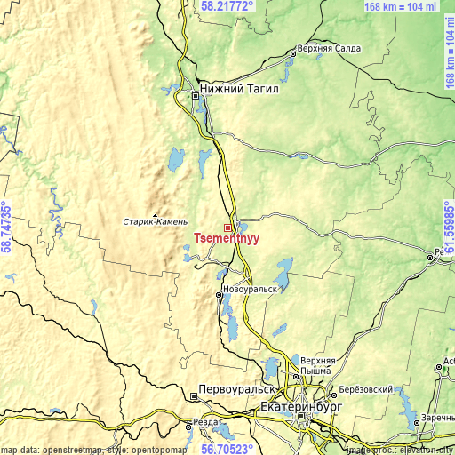 Topographic map of Tsementnyy