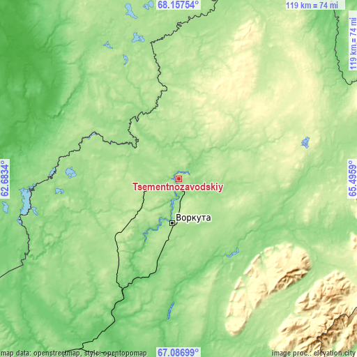 Topographic map of Tsementnozavodskiy