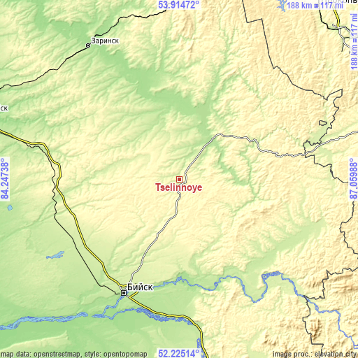 Topographic map of Tselinnoye