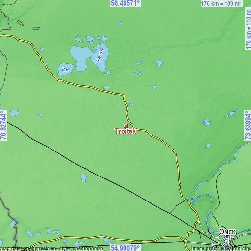 Topographic map of Troitsk