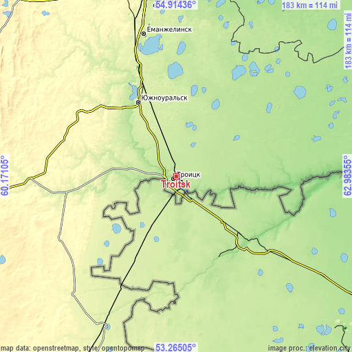 Topographic map of Troitsk