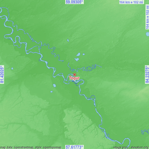 Topographic map of Togur