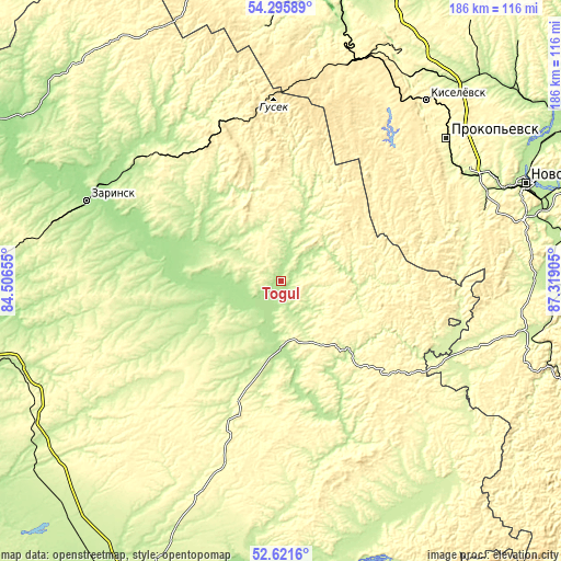 Topographic map of Togul