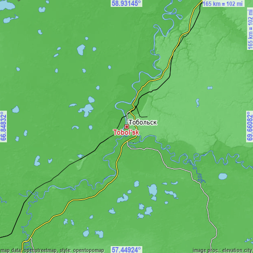 Topographic map of Tobol’sk