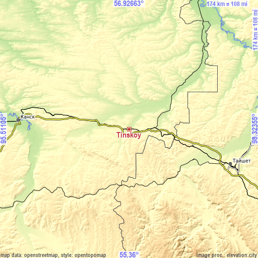 Topographic map of Tinskoy