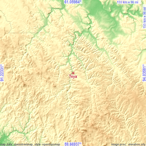 Topographic map of Teya