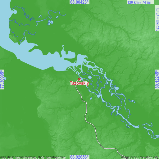 Topographic map of Tazovskiy