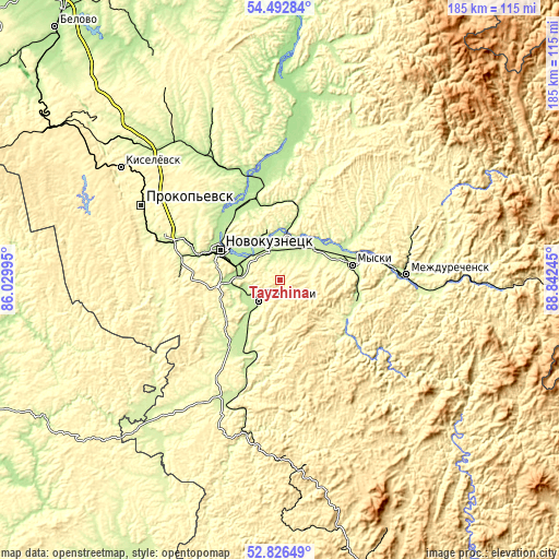 Topographic map of Tayzhina