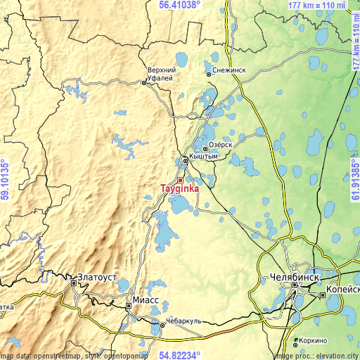 Topographic map of Tayginka