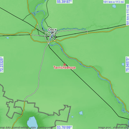 Topographic map of Tavricheskoye
