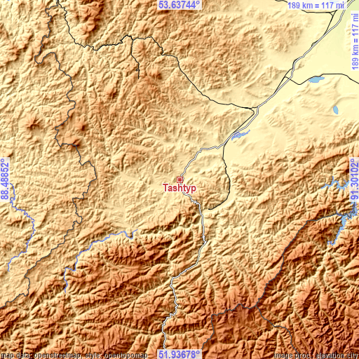 Topographic map of Tashtyp