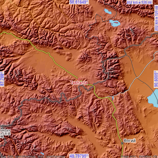 Topographic map of Tashanta