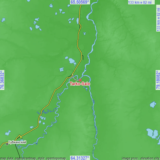 Topographic map of Tarko-Sale