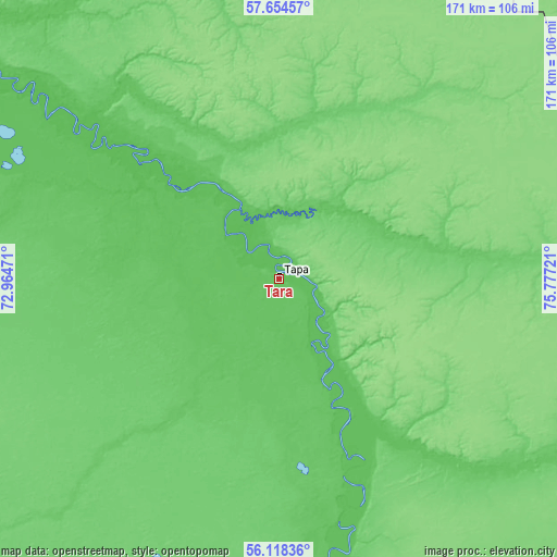 Topographic map of Tara