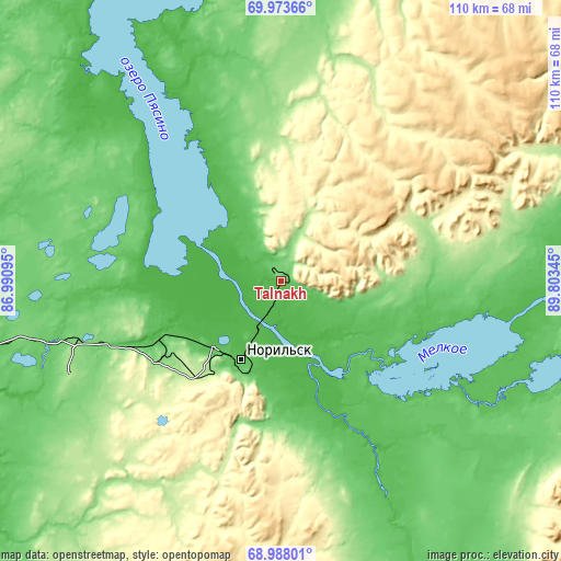 Topographic map of Talnakh