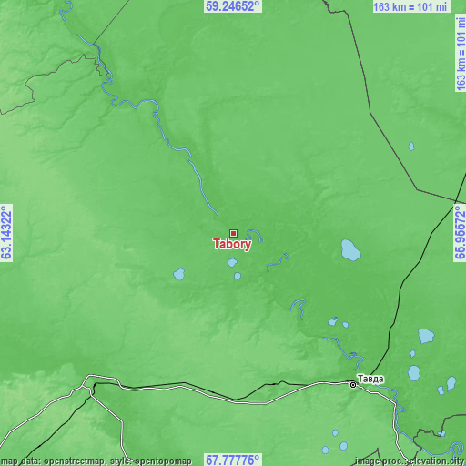 Topographic map of Tabory