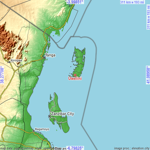 Topographic map of Uwelini