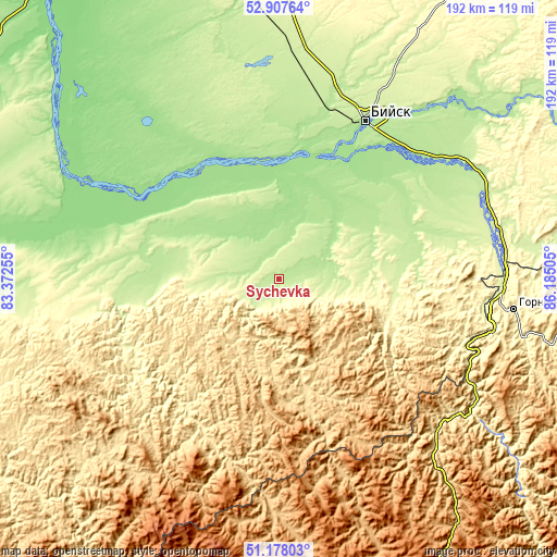 Topographic map of Sychëvka