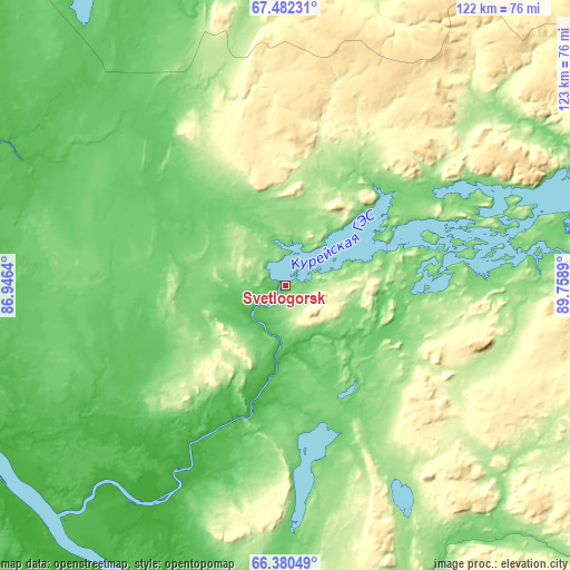 Topographic map of Svetlogorsk