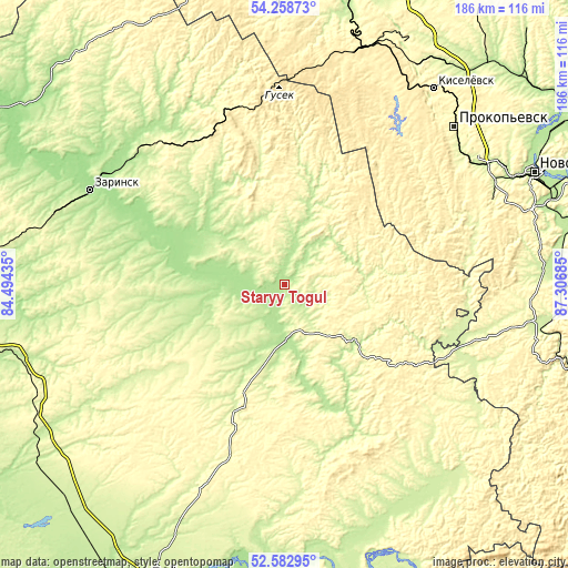 Topographic map of Staryy Togul