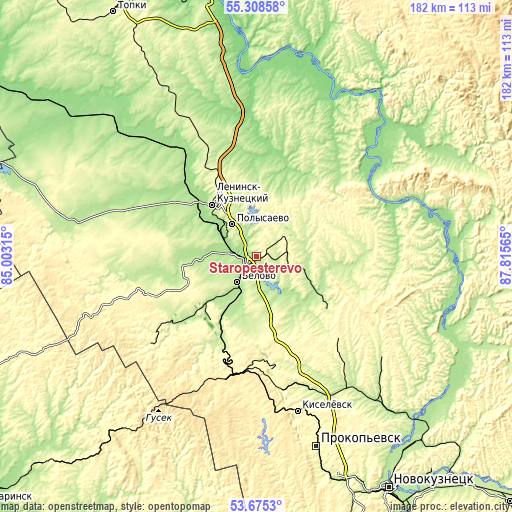 Topographic map of Staropesterevo