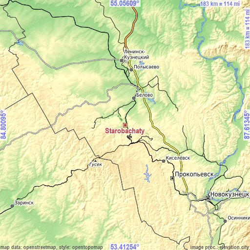 Topographic map of Starobachaty