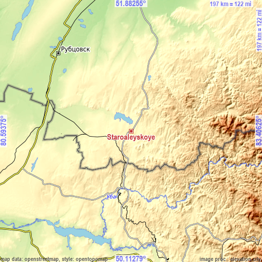 Topographic map of Staroaleyskoye