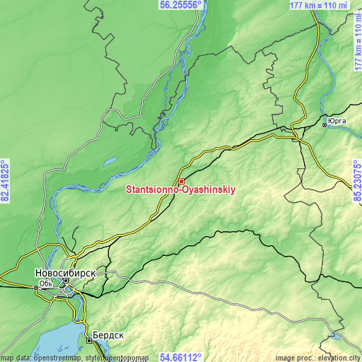 Topographic map of Stantsionno-Oyashinskiy