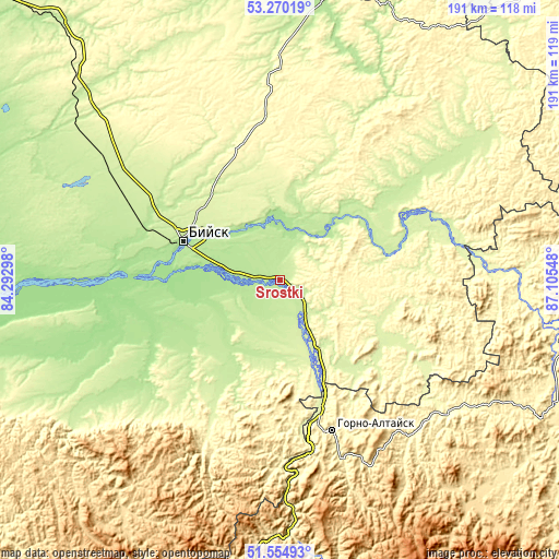 Topographic map of Srostki