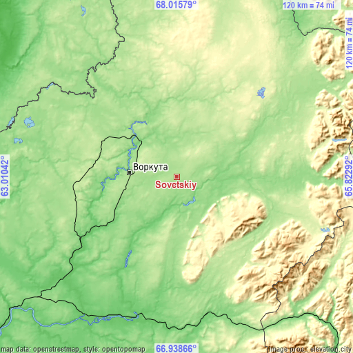 Topographic map of Sovetskiy