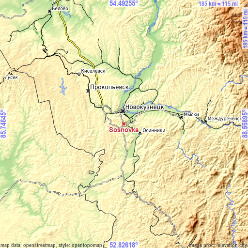 Topographic map of Sosnovka