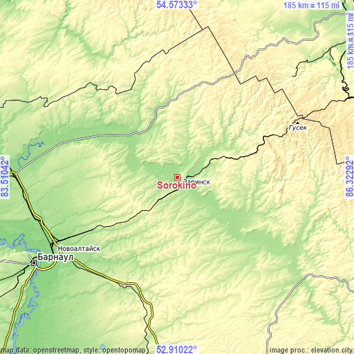 Topographic map of Sorokino