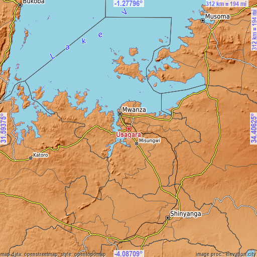Topographic map of Usagara