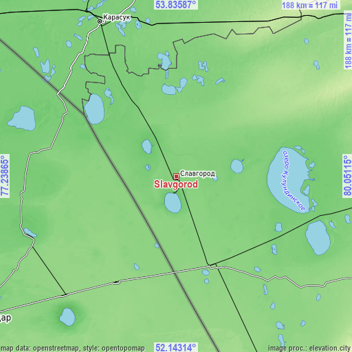 Topographic map of Slavgorod