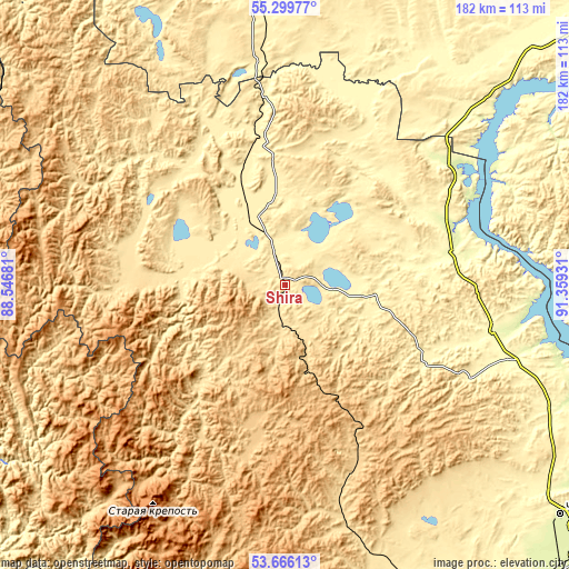 Topographic map of Shira