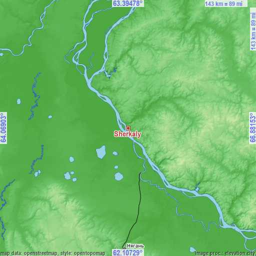 Topographic map of Sherkaly