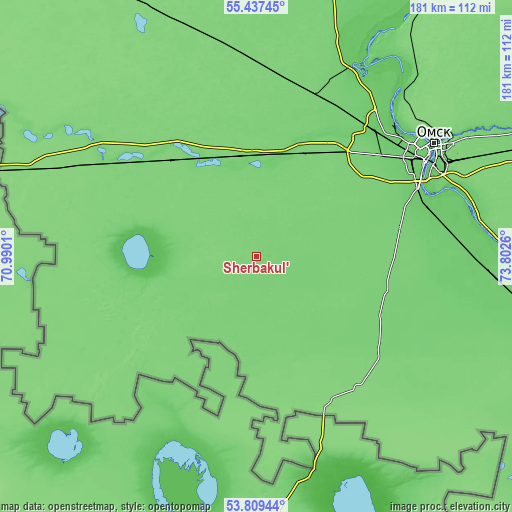Topographic map of Sherbakul’